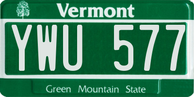 VT license plate YWU577