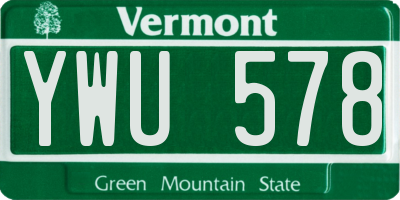 VT license plate YWU578