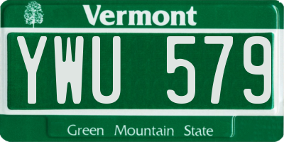 VT license plate YWU579