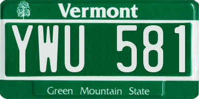 VT license plate YWU581