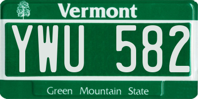 VT license plate YWU582