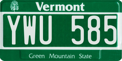 VT license plate YWU585