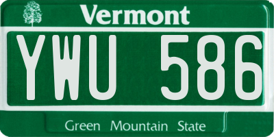 VT license plate YWU586