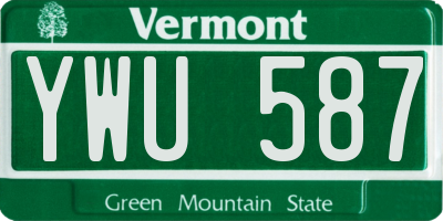 VT license plate YWU587