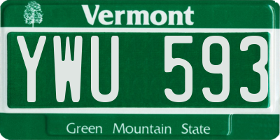 VT license plate YWU593