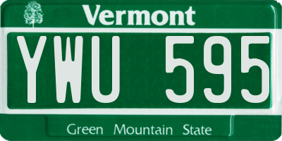 VT license plate YWU595