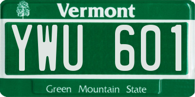 VT license plate YWU601