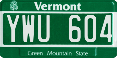 VT license plate YWU604