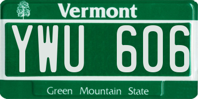 VT license plate YWU606