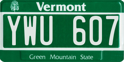 VT license plate YWU607