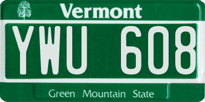 VT license plate YWU608