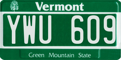 VT license plate YWU609