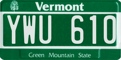 VT license plate YWU610