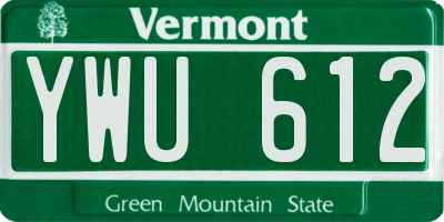 VT license plate YWU612