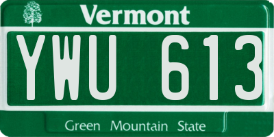 VT license plate YWU613