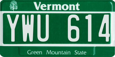 VT license plate YWU614