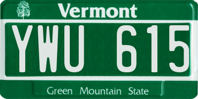 VT license plate YWU615