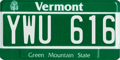 VT license plate YWU616