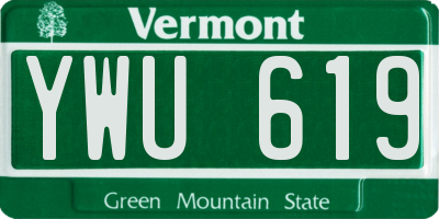 VT license plate YWU619