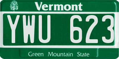 VT license plate YWU623