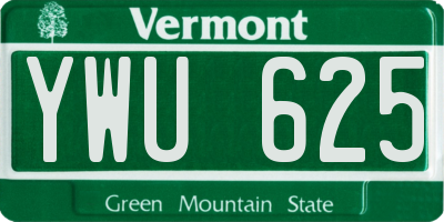 VT license plate YWU625