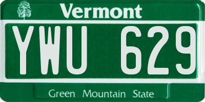 VT license plate YWU629