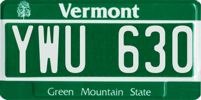 VT license plate YWU630