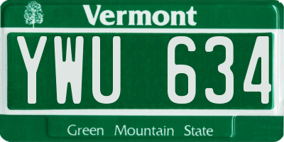 VT license plate YWU634