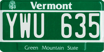 VT license plate YWU635