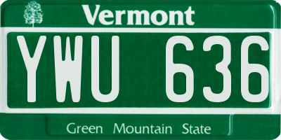 VT license plate YWU636