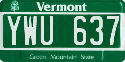VT license plate YWU637