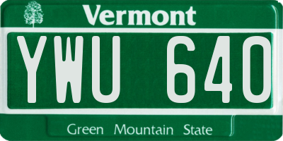 VT license plate YWU640