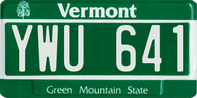 VT license plate YWU641