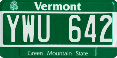 VT license plate YWU642