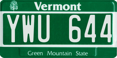 VT license plate YWU644