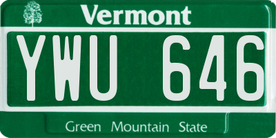 VT license plate YWU646