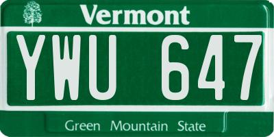 VT license plate YWU647