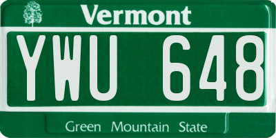 VT license plate YWU648