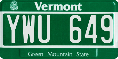 VT license plate YWU649