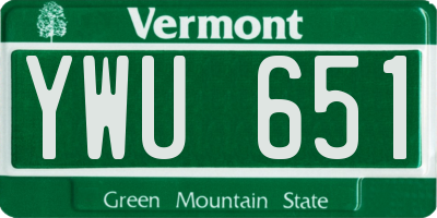 VT license plate YWU651