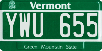 VT license plate YWU655