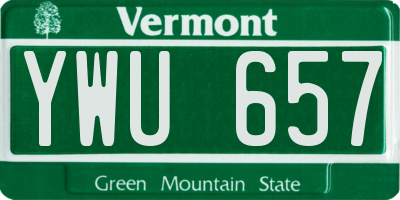 VT license plate YWU657