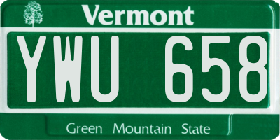 VT license plate YWU658