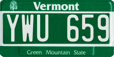 VT license plate YWU659