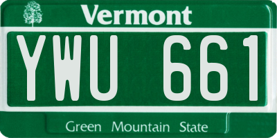 VT license plate YWU661
