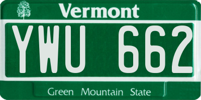 VT license plate YWU662