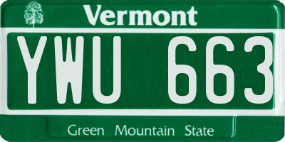 VT license plate YWU663