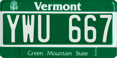 VT license plate YWU667