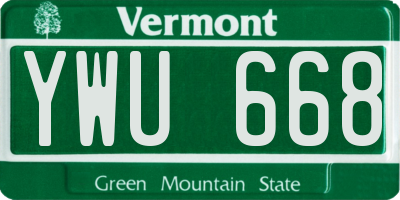 VT license plate YWU668