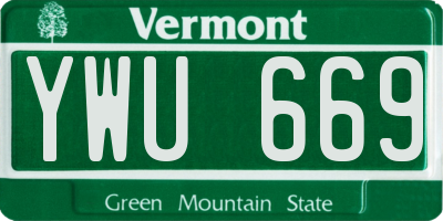 VT license plate YWU669